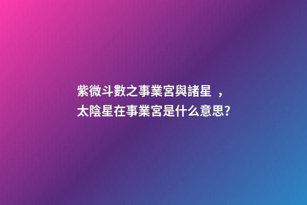 紫微斗數之事業宮與諸星，太陰星在事業宮是什么意思？